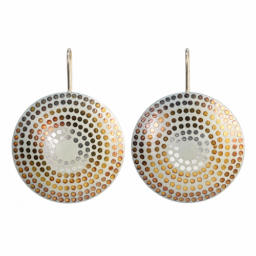 Large Circular Bronze Super Shield Earrings