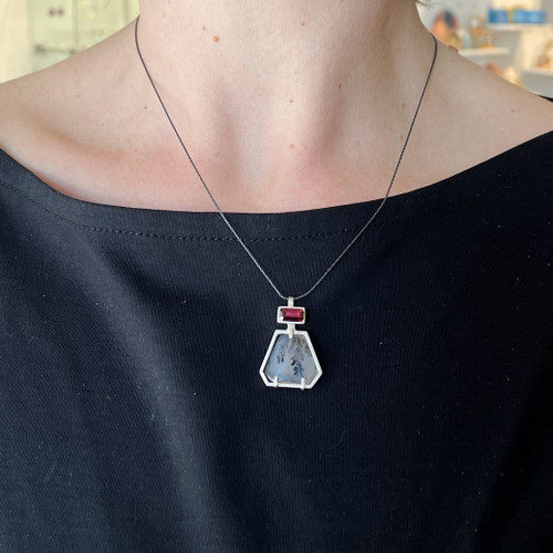 Garnet and Scenic Quartz Necklace
