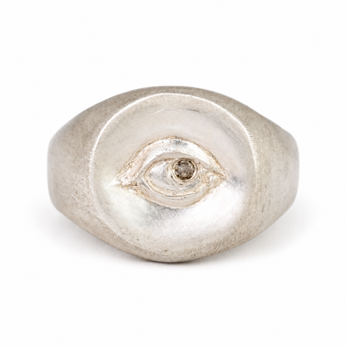Diamond  Not-So-Evil Eye Signet Ring