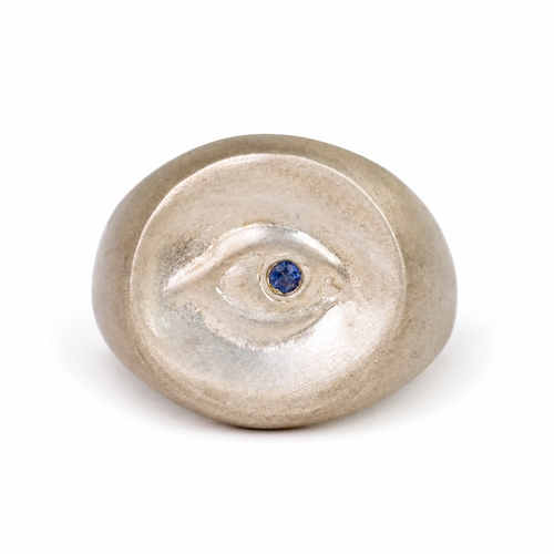 Sapphire Not-So-Evil Eye Signet Ring