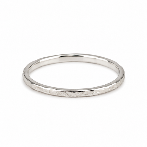 Grey White Gold Hammered Stack Ring
