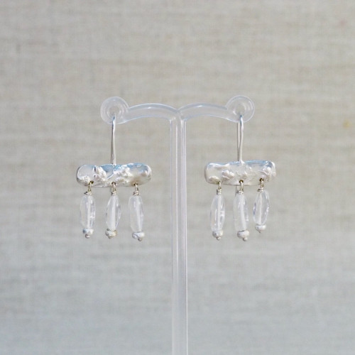 Quartz Floral Relic Boat Earrings