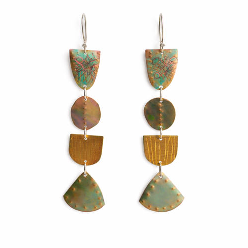 Green & Pink Shape Dangle Earrings