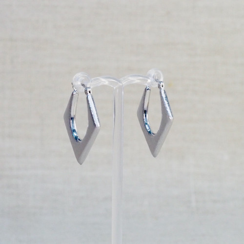Silver Flat Diamond Hoop Earrings