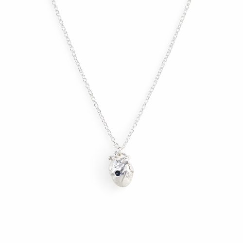 Sapphire Anatomical Heart Necklace