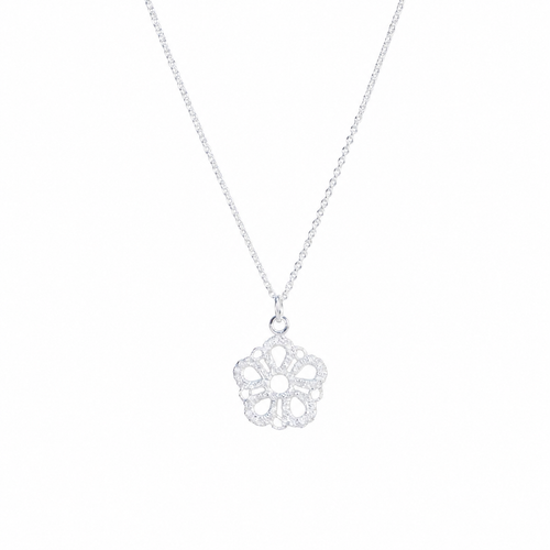 Silver Lace 5-Petal Necklace