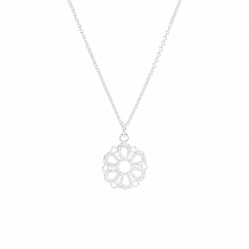Silver Lace 6-Petal Necklace