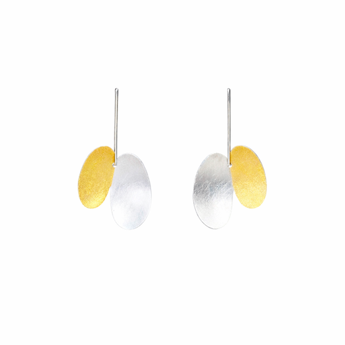 Gold & Silver Double Petal Earrings