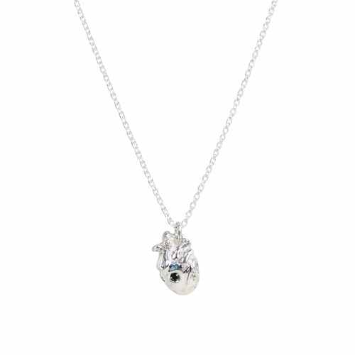 Teal Sapphire Anatomical Heart Necklace