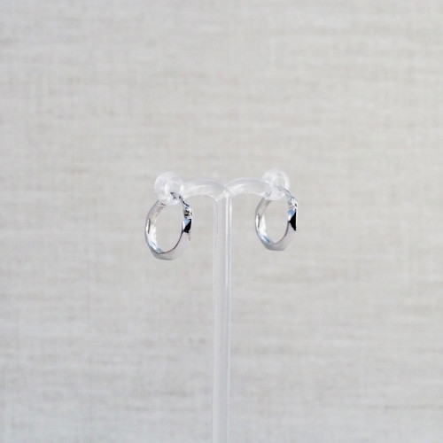 Silver Faceted Mini Hoop Earrings