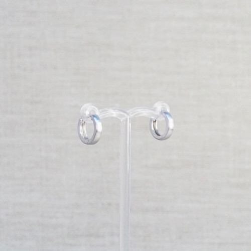 Silver Mini Frosted Huggie Earrings