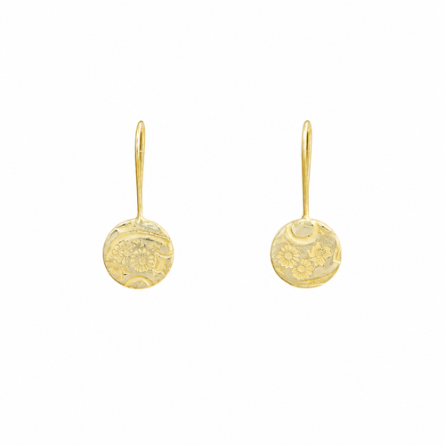 Yellow Gold Japanese Flower Earrings