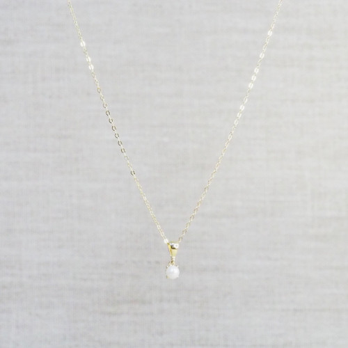 Yellow Gold Mini Pearl Necklace