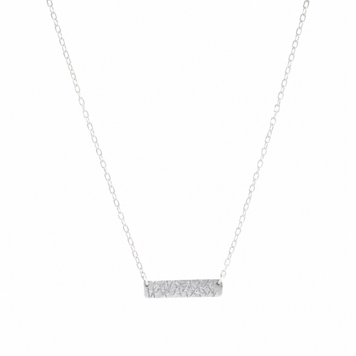 Silver Textured Bar Necklace