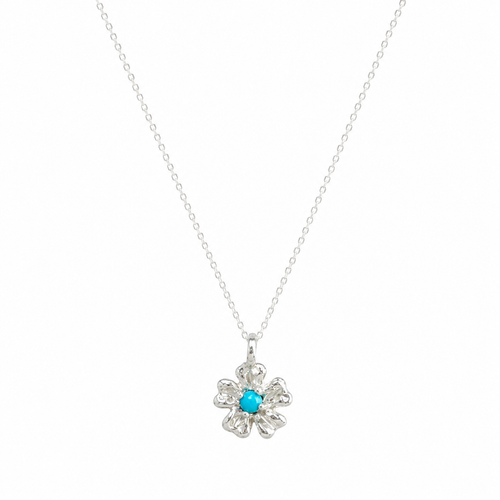 Silver Turquoise Flower Necklace
