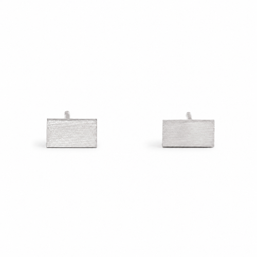 Silver Micro Rectangle Stud Earrings
