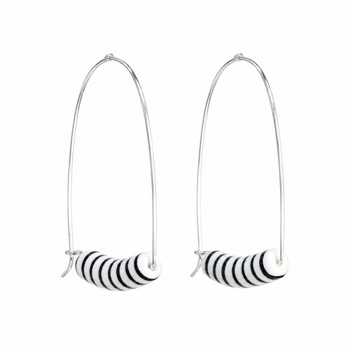 White & Black Japanese Glass Earrings