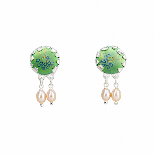 Silver, Pearl and Titanium Earrings