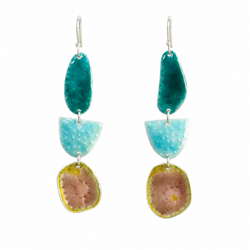 Textured Pastel Enamel Earrings #1
