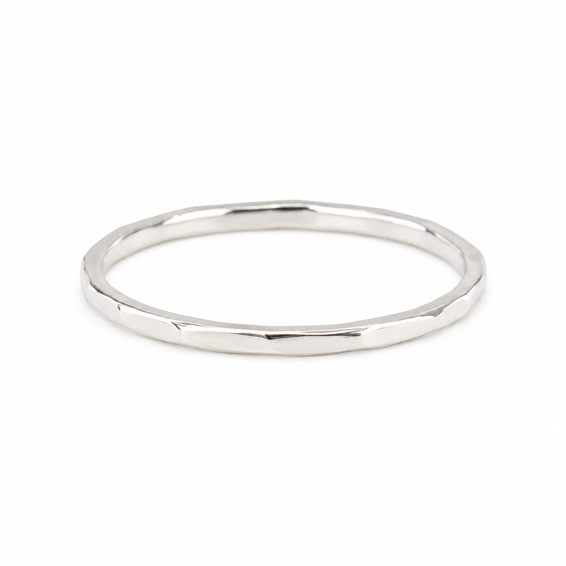 Silver Hammered Stack Ring