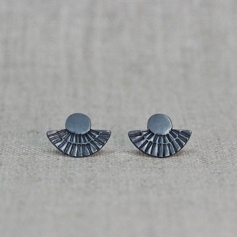 Black Fan Out Stud Earrings
