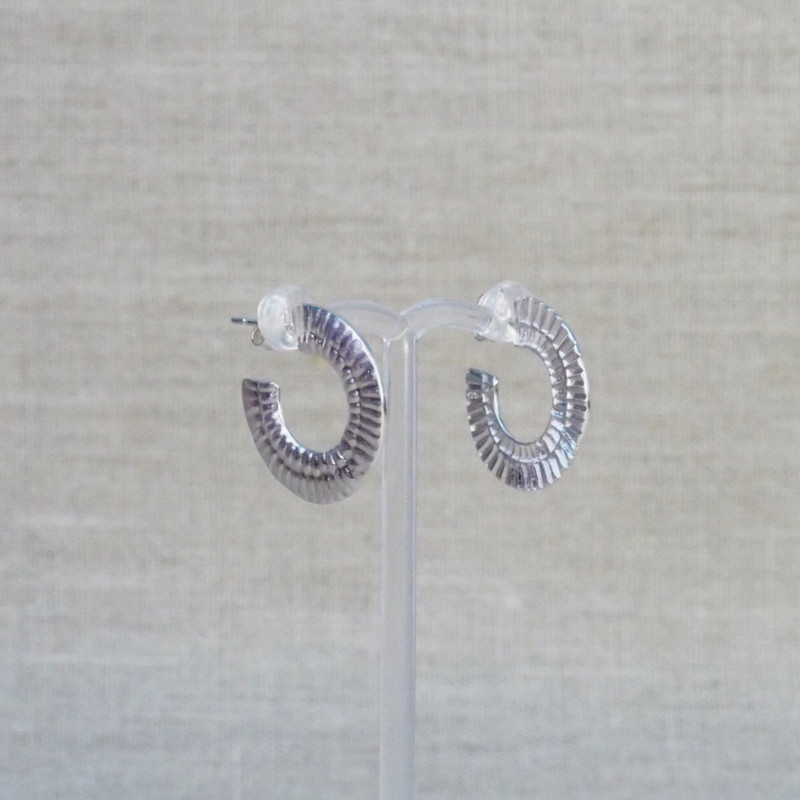 Silver Arc Hoop Earrings
