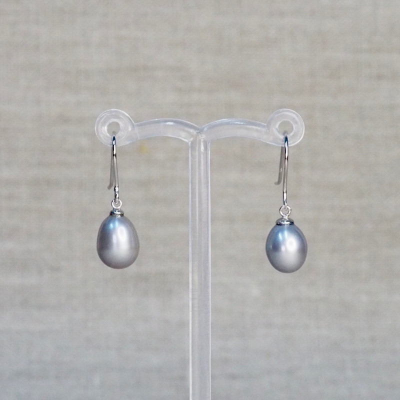 Grey Freshwater Pearl Silver Earrings