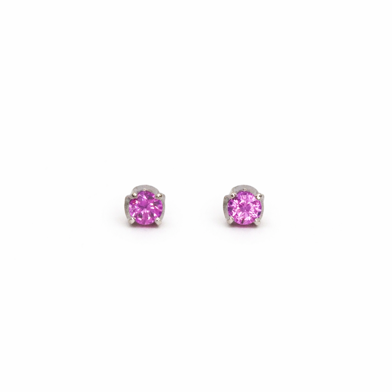 Dark Pink Sapphire Regal Stud Earrings