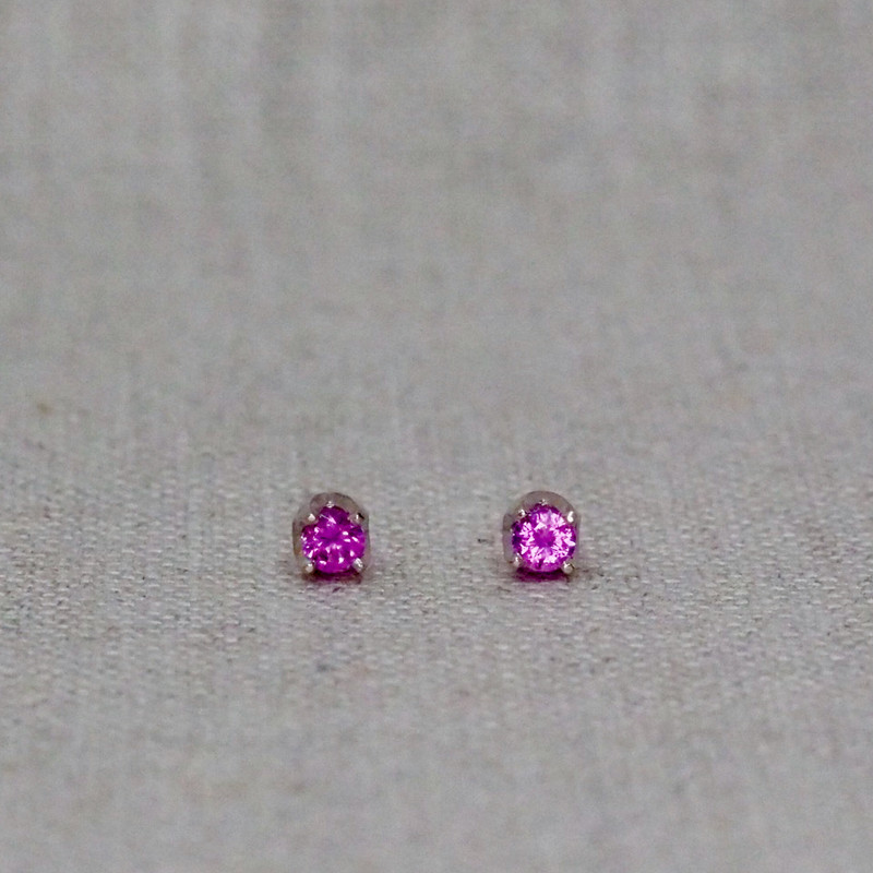 Dark Pink Sapphire Regal Stud Earrings