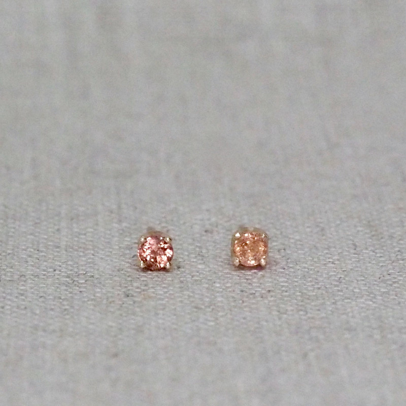 Peach Sapphire Regal Stud Earrings