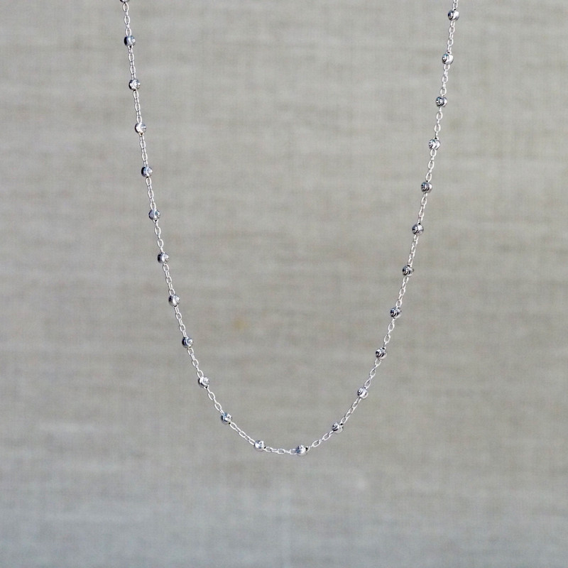 White Gold Disco Ball Necklace