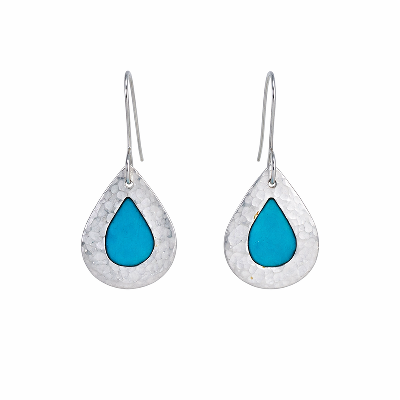 Textured Turquoise Large Drop Earrings