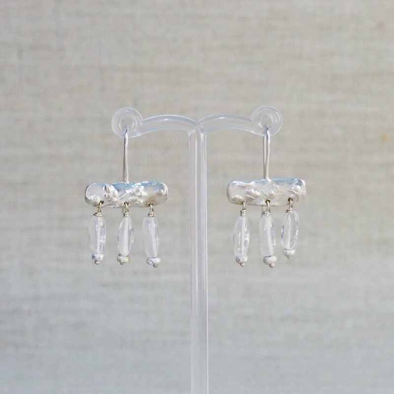 Quartz Floral Relic Boat Earrings