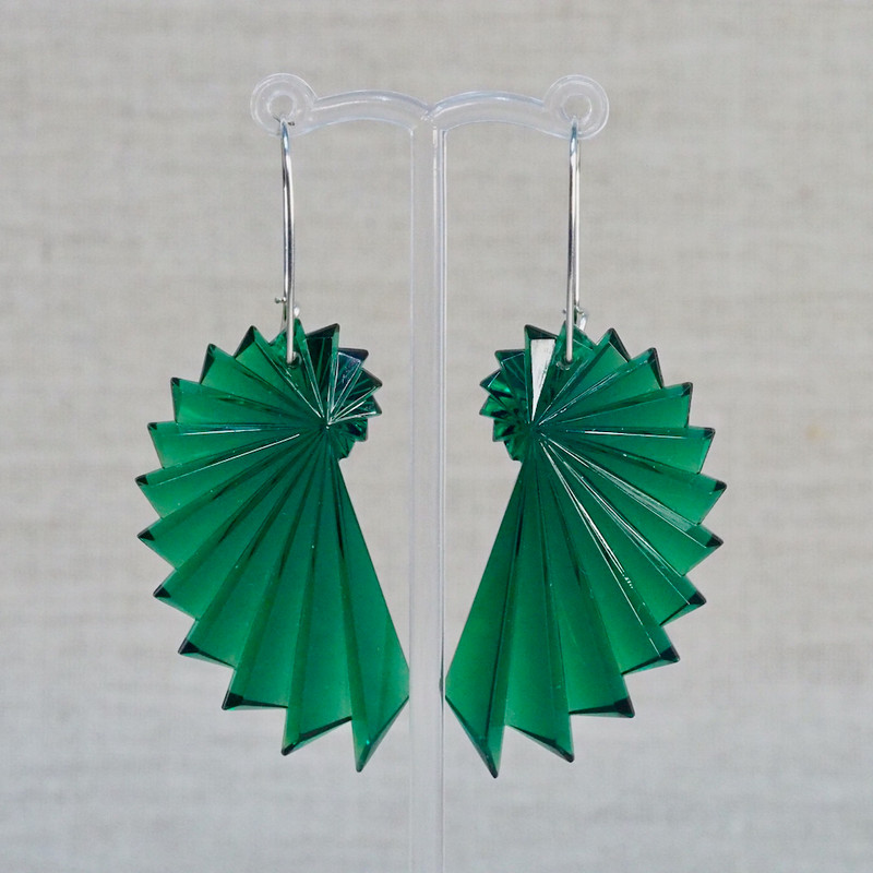 Green Scrolled Acrylic Earrings