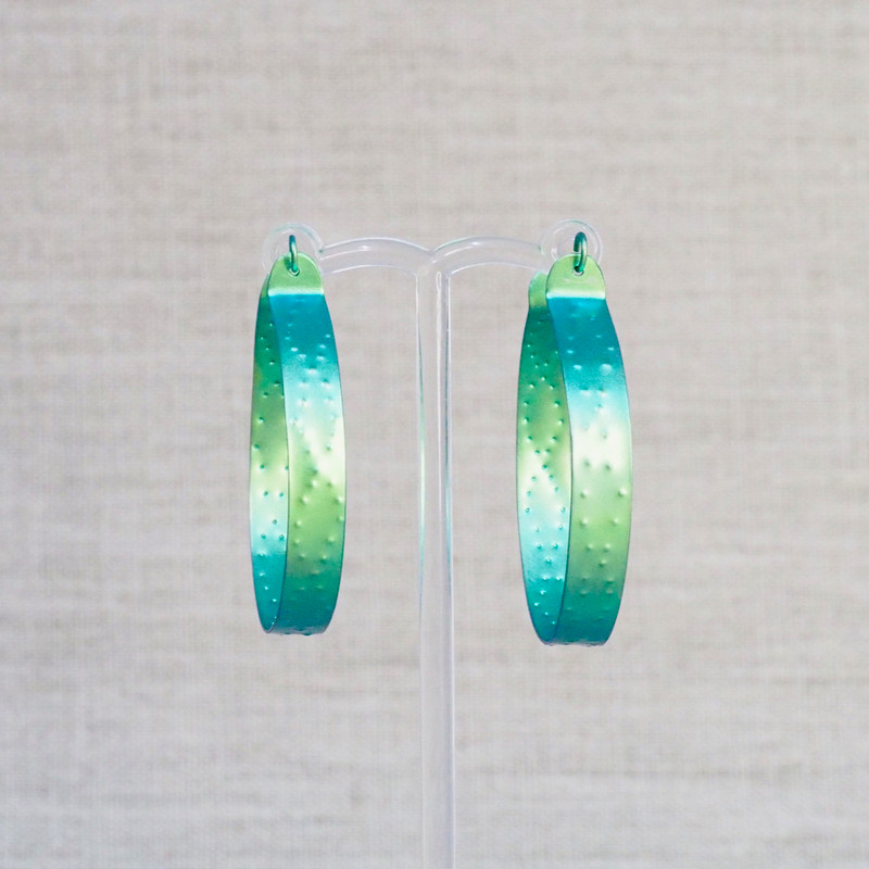 Medium Light Green Titanium Hoop Earrings