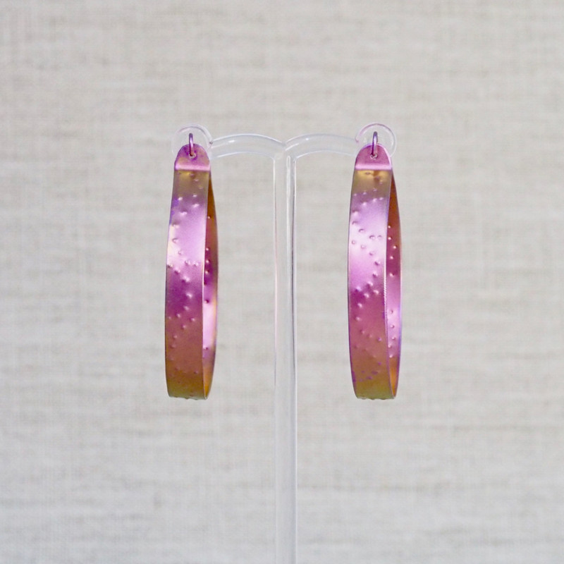 Medium Pink Titanium Hoop Earrings