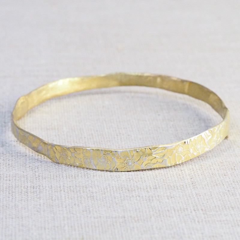 Yellow Gold Poppy Bangle