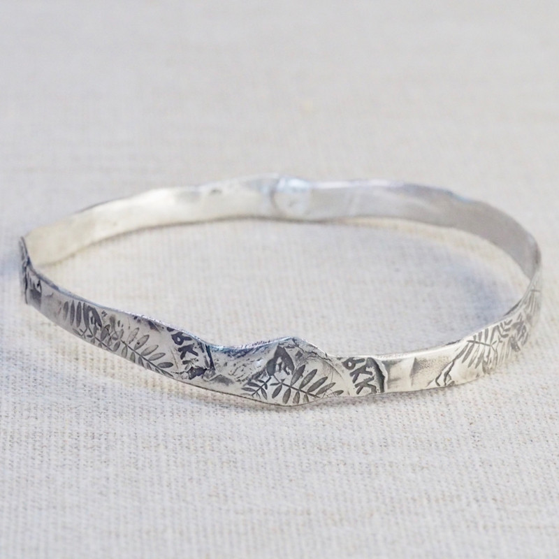 Silver Leaves Bangle