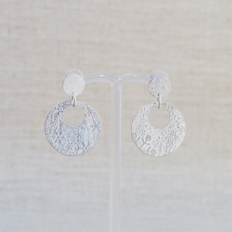 Silver Negative Circle Earrings