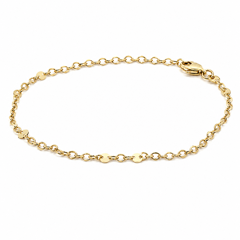 Yellow Gold Flat Disc Bracelet