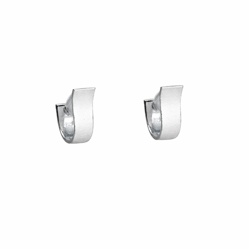 Frosted Silver Huggie Earrings