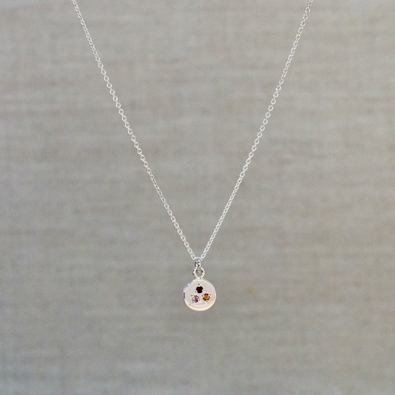 Sapphire & Garnet Astral Disc Necklace