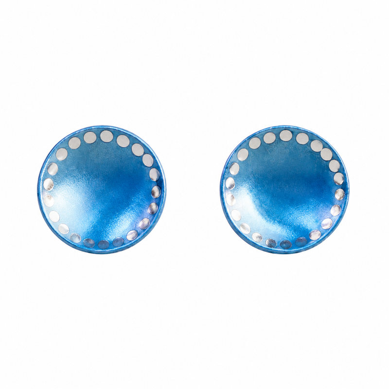 Mini Blue Dome Stud Earrings