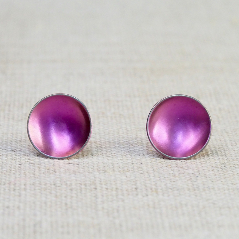 Purple Shine Dome Stud Earrings
