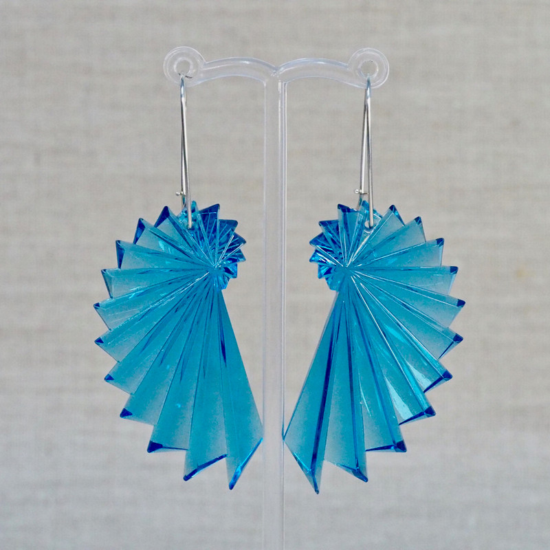 Turquoise Scrolled Acrylic Earrings