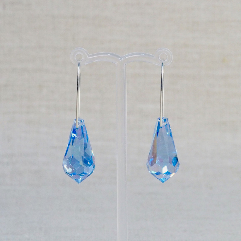 Blue Crystal Faceted Drop Earrings