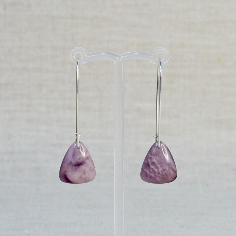 Purple Marbled Glass Earrings
