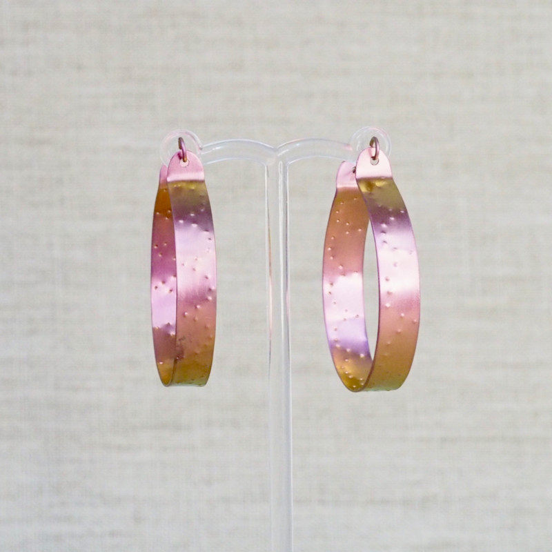 Small Pink Titanium Hoop Earrings