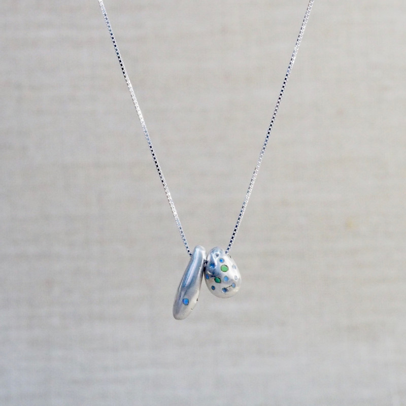 Silver Charm Enamel Necklace