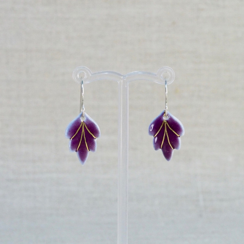 Aubergine Porcelain Fern Earrings